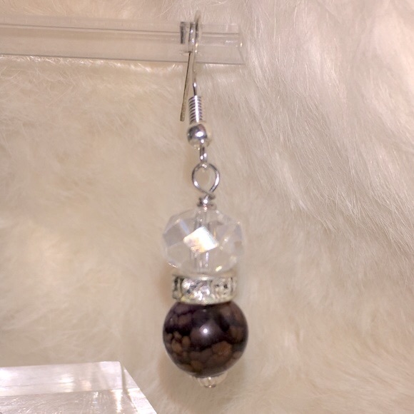 Snakeskin Quartz with Antique Crystal earrings Artesian Handmade - Picture 4 of 6